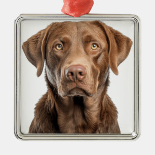 ORNEMENT CARRÉ ARGENTÉ BEAU CHESAPEAKE BAY RETRIEVER CHIEN