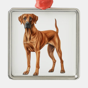 ORNEMENT CARRÉ ARGENTÉ BEAU CHIEN RHODESIAN RIDGEBACK