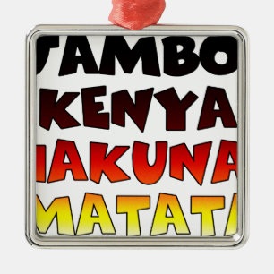 Ornement Carré Argenté Beau Jambo Kenya Hakuna Matata Beau Art