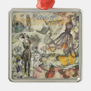 Ornement Carré Argenté Beauté de bain victorienne Kraken Surréalisme Vint