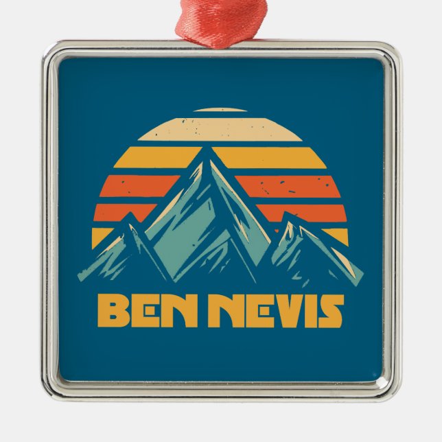 Ornement Carré Argenté Ben Nevis Retro Turquoise (Devant)