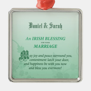Ornement Carré Argenté Bénédiction de félicitations pour mariage irlandai