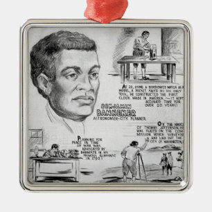 Ornement Carré Argenté Benjamin Banneker Scientifique noir-américain