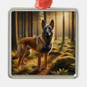 Ornement Carré Argenté Berger belge Malinois