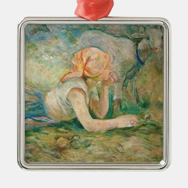 Ornement Carré Argenté Berthe Morisot - Berger au repos (Devant)