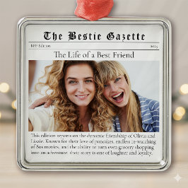 Ornement Carré Argenté Bestie Photo Keepsaké Funny Journal
