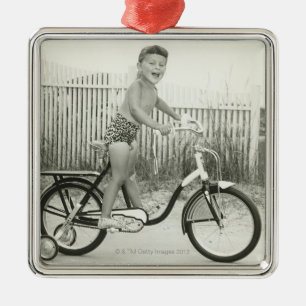 Ornement Carré Argenté Bicyclette d'équitation de fille