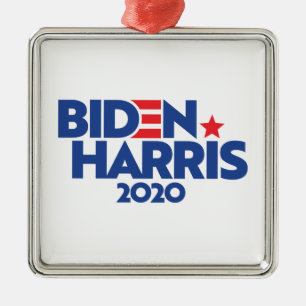 Ornement Carré Argenté Biden Harris 2020
