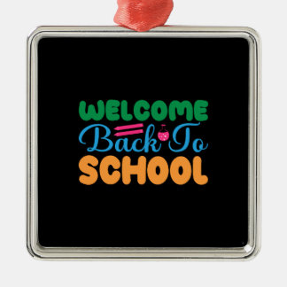 Ornement Carré Argenté Bienvenue À L'École