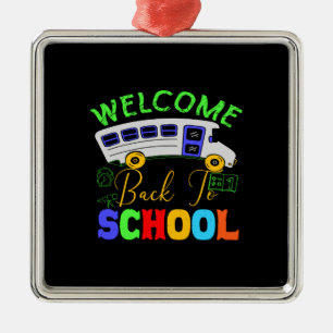 Ornement Carré Argenté Bienvenue À L'École