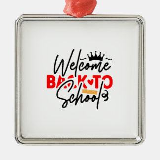 Ornement Carré Argenté Bienvenue À L'École
