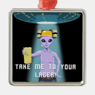 Ornement Carré Argenté Bière d'amour d'aliens aussi !