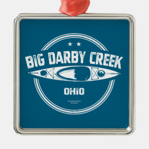 Ornement Carré Argenté Big Darby Creek Ohio en canoë