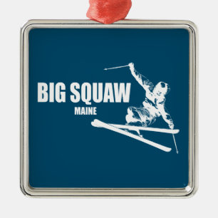Ornement Carré Argenté Big Squaw Maine Skier