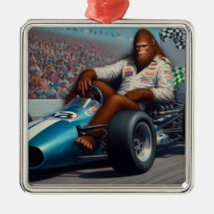 Ornement Carré Argenté Bigfoot Racecar