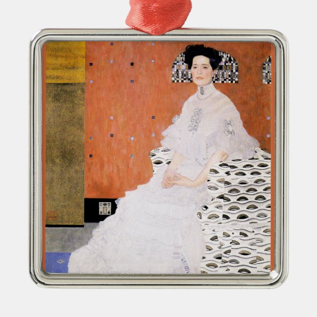 Ornement Carré Argenté Bildnis Fritza Riedler par Gustav Klimt (Devant)