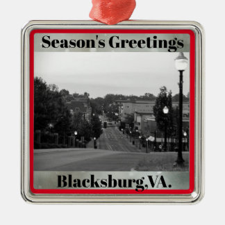 Ornement Carré Argenté Blacksburg, VA.Ornement de Noël