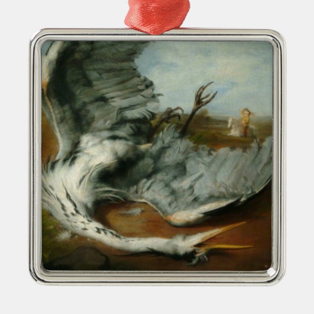 Ornement Carré Argenté Blessé Heron (par George Frederick Watts) (Devant)