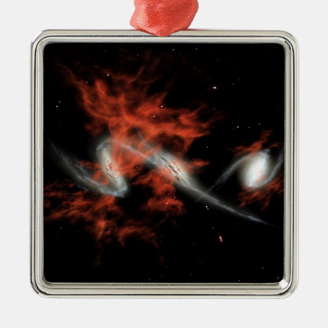 Ornement Carré Argenté Blobs galactiques géants (Devant)