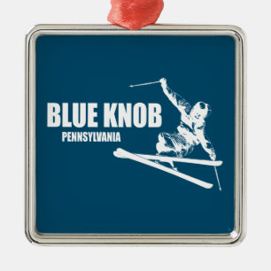 Ornement Carré Argenté Blue Knob Pennsylvania Skier