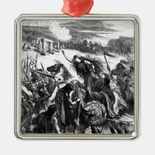 Ornement Carré Argenté Boadicea incitant l'Iceni contre les Romains