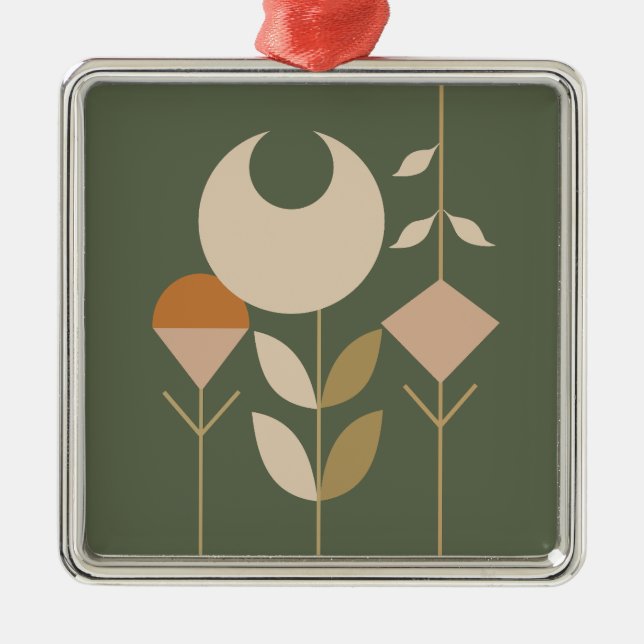 Ornement Carré Argenté Boho Abstrait Lily (Devant)