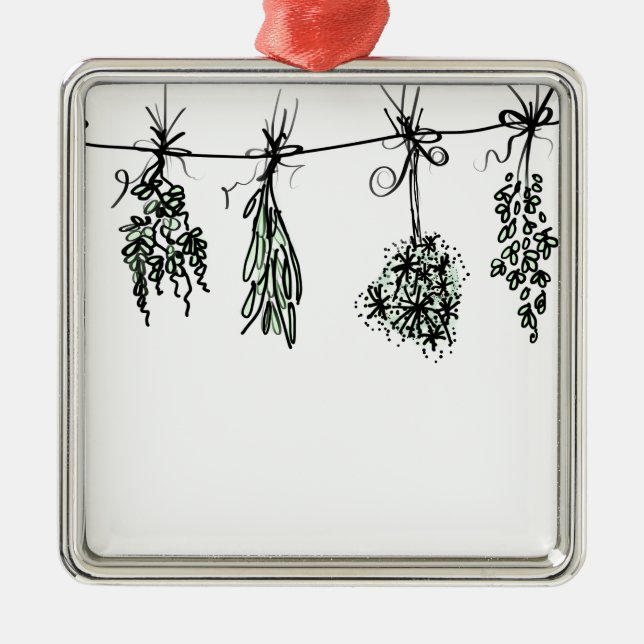 Ornement Carré Argenté Boho botanique de Garden Herbs (Devant)