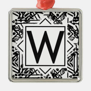 Ornement Carré Argenté Boho W Monogramme