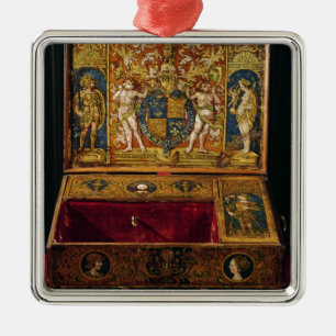 Ornement Carré Argenté Boîte d'écriture ou bureau de table