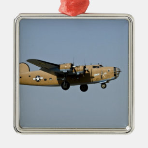 Ornement Carré Argenté Bombardier de Lil B-24 de diamant, débarquant che