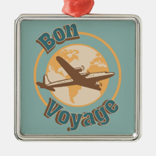 Ornement Carré Argenté Bon voyage Voyage Voyageons dans le monde design