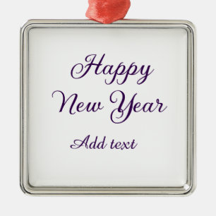 Ornement Carré Argenté Bonne année calligraphie violette simple minimalis