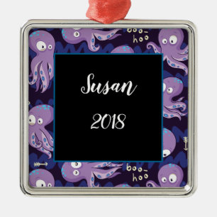Ornement Carré Argenté Boo Octopus mignon Violet Enfants Vêtements & Déco