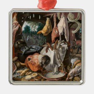 Ornement Carré Argenté Boucher's Stall (par Pieter Aertsen)