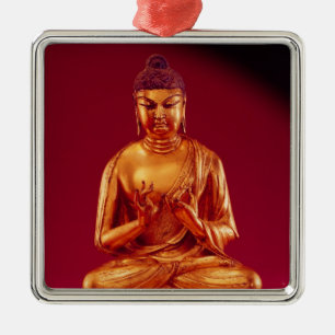 Ornement Carré Argenté Bouddha Vairocana, dynastie de Tang