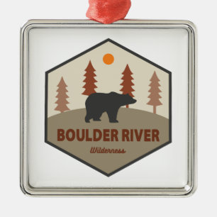 Ornement Carré Argenté Boulder River Wilderness Washington Bear