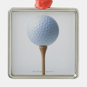 Ornement Carré Argenté Boule et pièce en t de golf