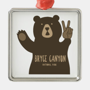Ornement Carré Argenté Bryce Canyon Parc National Peace Bear