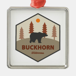 Ornement Carré Argenté Buckhorn Wilderness Washington Bear
