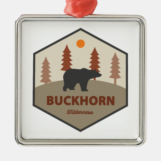 Ornement Carré Argenté Buckhorn Wilderness Washington Bear (Devant)