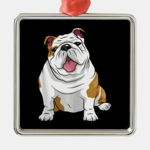 Ornement Carré Argenté Bulldogs anglais Awesome Funny Bulldog Pups Chiens