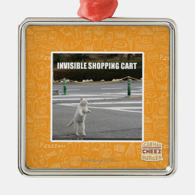 ORNEMENT CARRÉ ARGENTÉ CADDIE INVISIBLE (Devant)