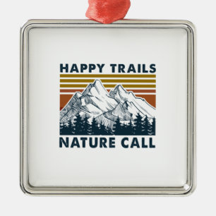 Ornement Carré Argenté Cadeau Camper Happy Trails Nature Call Anniversa