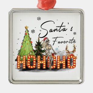 Ornement Carré Argenté Cadeau de Noël Père Noël favori Ho Ho Ho Ho