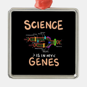 Ornement Carré Argenté Cadeau Scientifique   La Science Est Dans Mes Gène