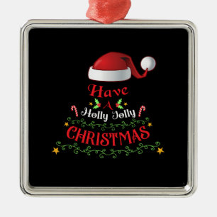 Ornement Carré Argenté Cadeaux de Noël à Noël Holly Jolly