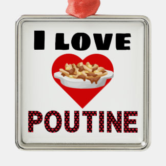 Ornement Carré Argenté Cadeaux de Poutine pour chacun ! J'aime le poutine