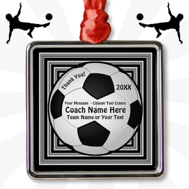 Ornement Carré Argenté Cadeaux d'entraîneurs de soccer personnalisés, orn (Soccer Ornament for Coaches. Good gifts for soccer coach. Soccer Coach Christmas Gifts. Soccer coach)