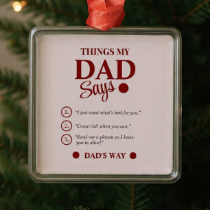 Ornement Carré Argenté Cadeaux personnalisés pour papa Noël Choses que mo