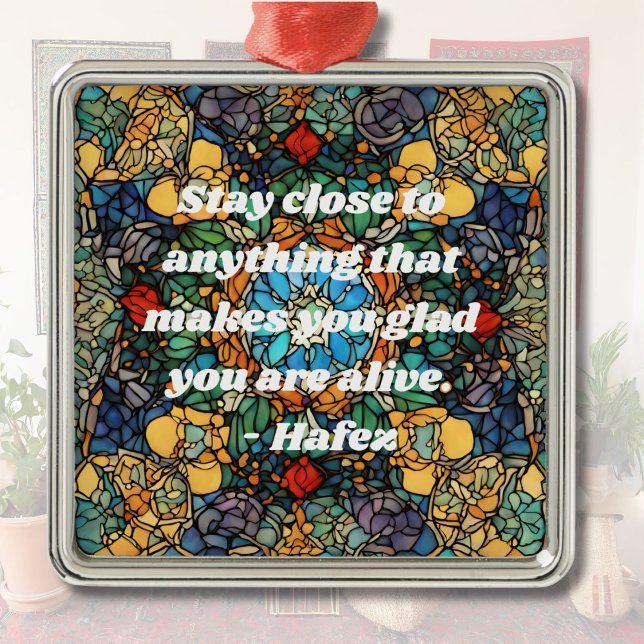 Ornement Carré Argenté Cadeaux Personnels En Verre Tiré Mosaïque Motif Pe (Custom Stained Glass Mosaic Pattern Persian Gifts)